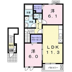 伊勢川島駅 徒歩57分 2階の物件間取画像